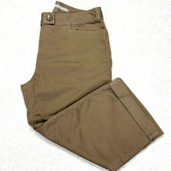 J Jill Capri Pants Womens 10 Brown Cropped Chino Below Waist Stretch Cotton Cuff - Picture 12 of 12